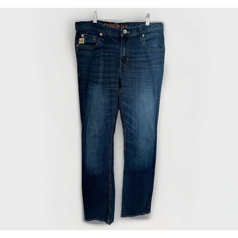 Cinch Ian Jeans Mens 32x36 Blue Slim Bootcut Western Cowboy Denim Medium Wash